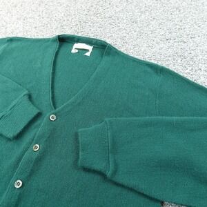 VTG Kings Road Sweater‎ Mens L Green Orlon Acrylic Cardigan V Neck Knit Grandpa